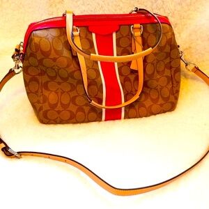 Coach Signature Stripe Satchel RARE Genuine Leather Y2K Purse New Unused Hangtag